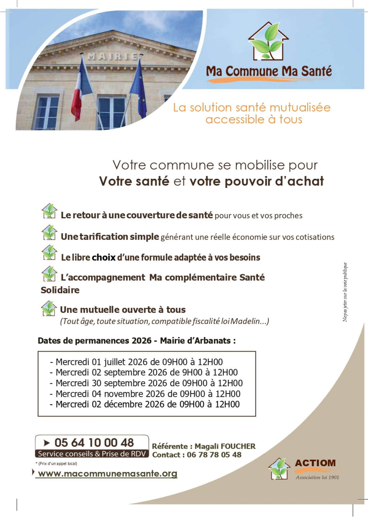 Nouvelle dates de permanences - 2ème semestre - Association ACTIOM Ma Commune Ma Santé - ARBANATS_page-0001.jpg